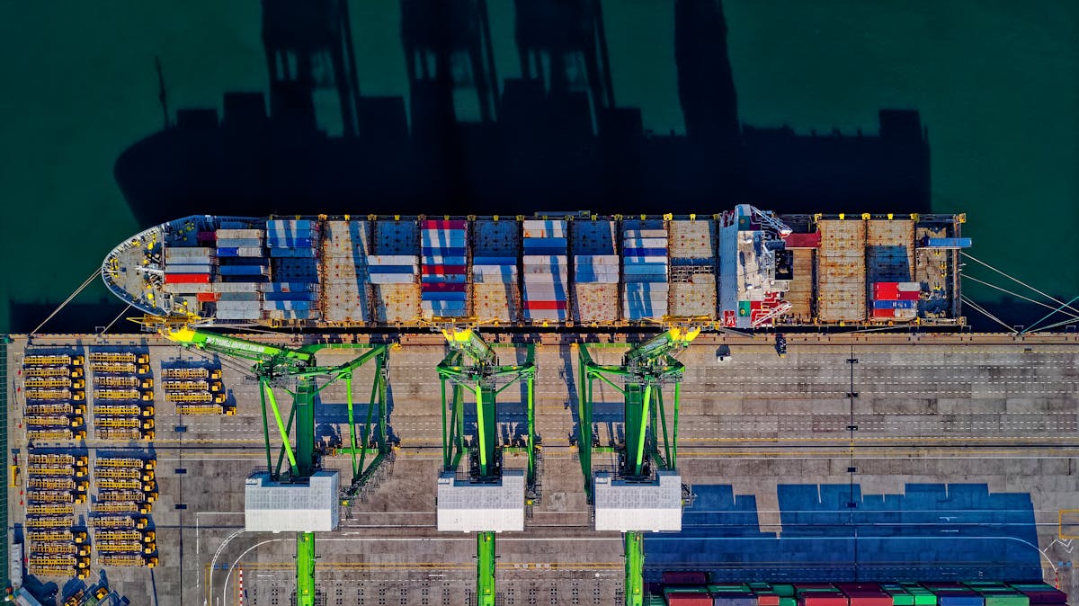 Large container ship crossing the ocean loaded with cargo